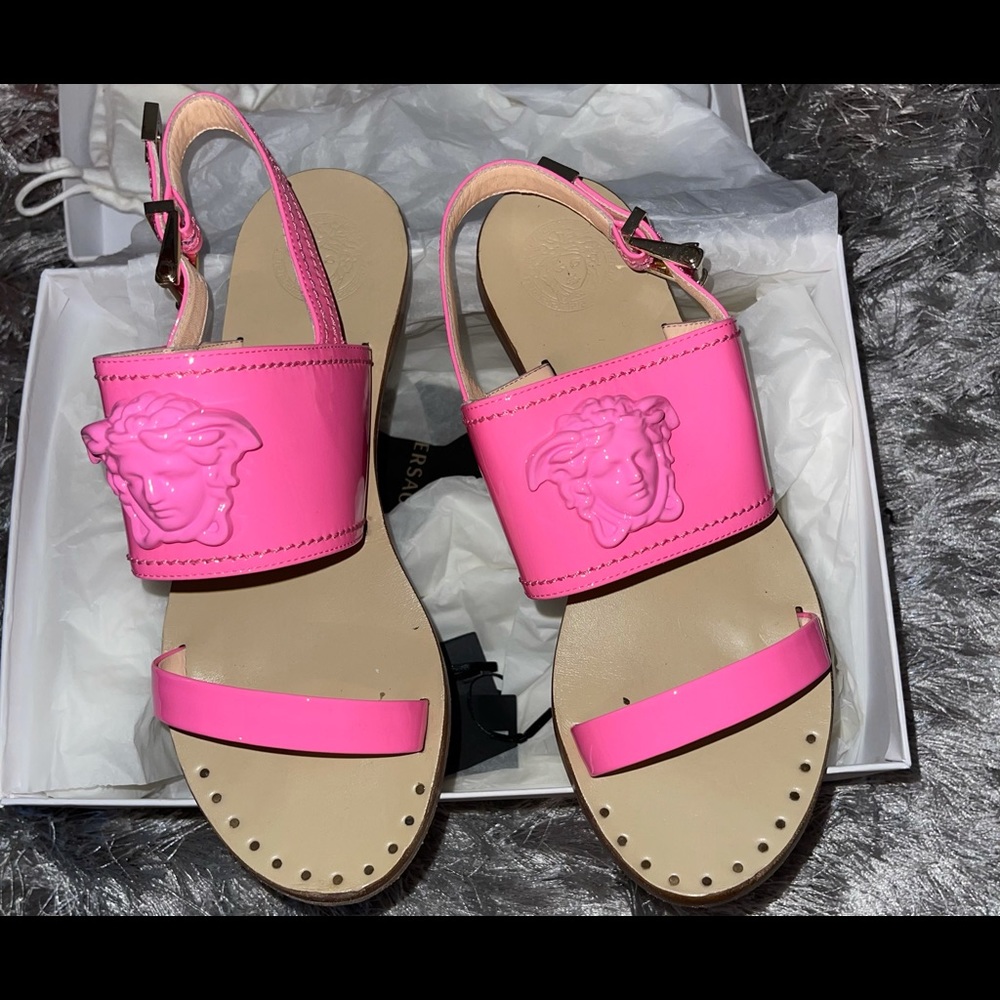 PINK MEDUSA HEAD VERSACE SANDALS